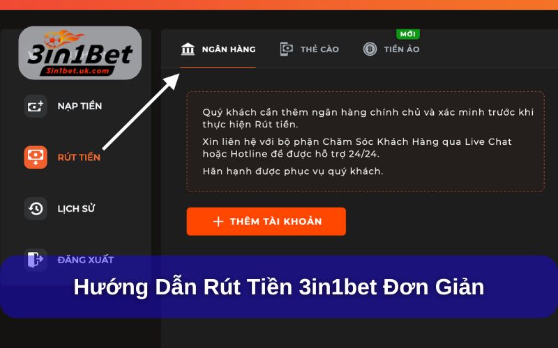 Rút Tiền 3in1bet Đơn Giản, Nhanh Chóng Chỉ Với 3 Bước Các bước rút tiền tại 3in1bet