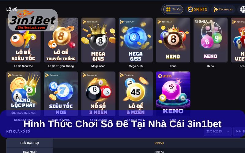 Hình thức số đề tại nhà cái 3in1bet